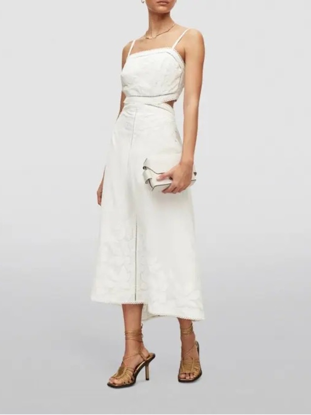 AllSaints Mala Broderie Dress Chalk White Size US 10 / UK 14 NWT - Picture 3 of 13